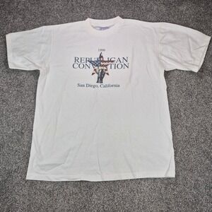 Vintage 90s Republican Convention T-Shirt Men XL White Single Stitch Made in USA